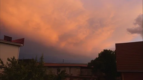 Timelaps of coming darkness moving clouds over ruins in mountains Stock Footage 93800160