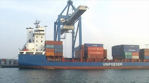 Timelaps of containership Stock Footage 103675704