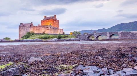 Timelaps of Eillon Donan Castle Stock Footage 40357916