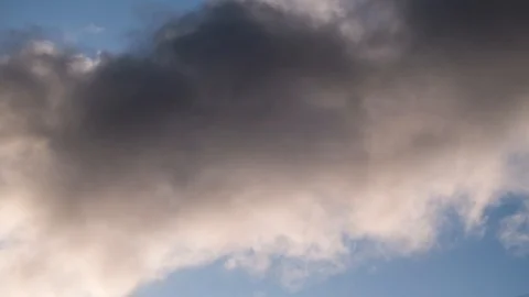 Timelaps of fluffy clouds in the evening sky during sunset Stock Footage 117692732