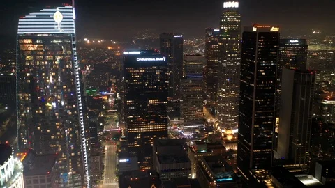 Timelaps Hyperlapse DTLA DownTown Drone Los Angeles California Stock Footage 125012514