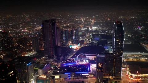 Timelaps Hyperlapse DTLA DownTown Drone Los Angeles California Stock Footage 125012515