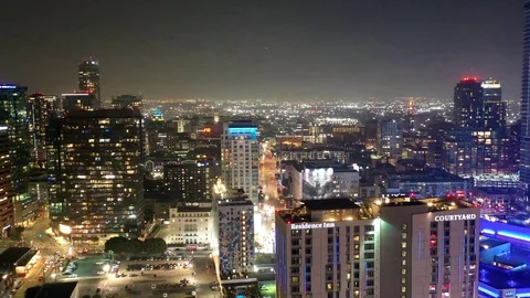 Timelaps Hyperlapse Traffic DTLA DownTown Drone Los Angeles California Stock Footage 125012648