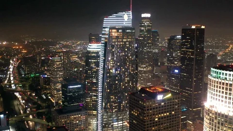 Timelaps Hyperlapse Traffic DTLA DownTown Drone Los Angeles California Stock Footage 125012665