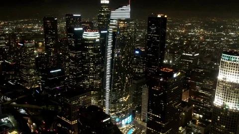 Timelaps Hyperlapse Traffic DTLA DownTown Drone Los Angeles California Stock Footage 125012776
