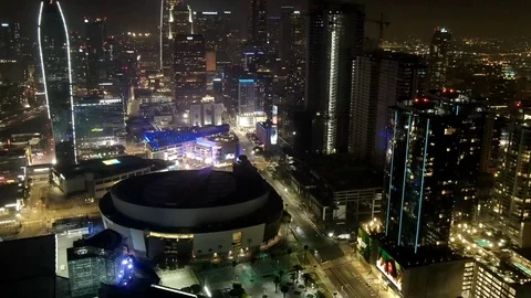 Timelaps Hyperlapse Traffic DTLA DownTown Drone Los Angeles California Stock Footage 125012785