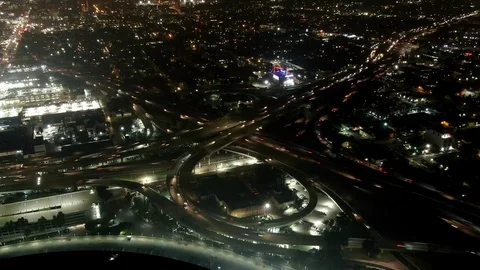 Timelaps Hyperlapse Traffic DTLA DownTown Drone Los Angeles California Stock Footage 125012795