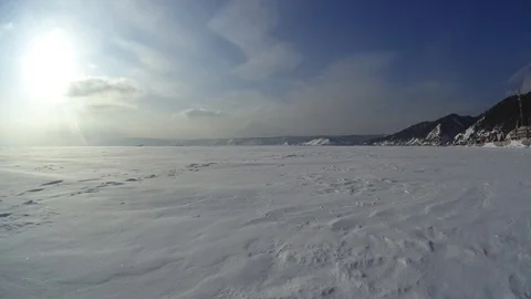 Timelaps Lake Baikal in winter. Stock Footage 92796071
