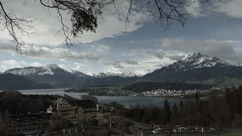 Timelaps Lucerne ans Swiss Alps Stock Footage 104920509