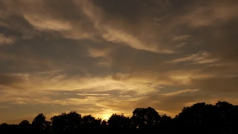 Timelaps Orange Clouds Sunset Stock Footage 87223027