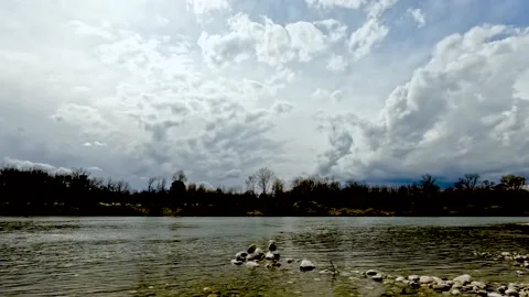 Timelaps by the river before the thunderstorm Stock Footage 200212311