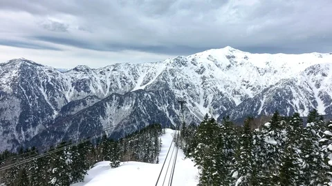 Timelaps shot : Shinhotaka Ropeway, Cable car station, Takayama Gifu, Japan Stock Footage 123265841