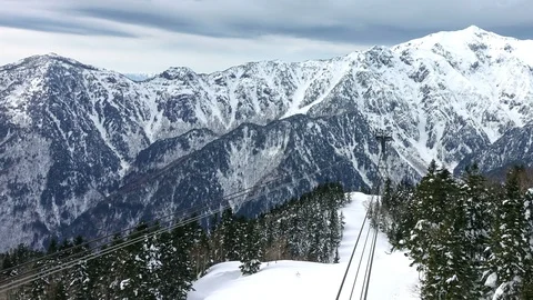 Timelaps shot : Shinhotaka Ropeway, Cable car station, Takayama Gifu, Japan Stock Footage 123265843