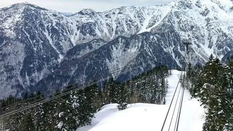Timelaps shot : Shinhotaka Ropeway, Cable car station, Takayama Gifu, Japan Stock Footage 123265845