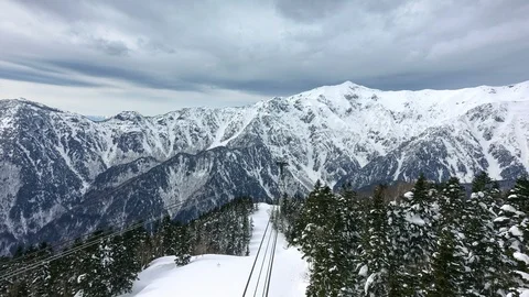 Timelaps shot : Shinhotaka Ropeway, Cable car station, Takayama Gifu, Japan Stock Footage 123265965