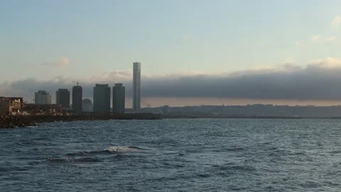 Timelaps shows the movement of the cloud and the sea at sunset in algeria Stock Footage 131626977