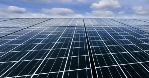 Timelaps of solar cell panel with cleary sky Stock-Footage 65371772