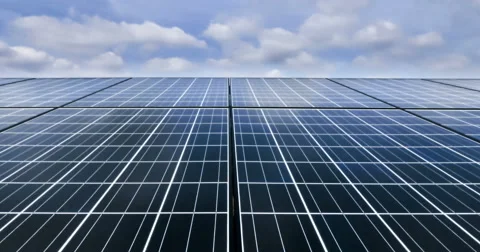 Timelaps of solar cell panel with cleary sky Stock Footage 65373112