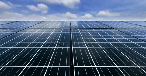 Timelaps of solar cell panel with cleary sky Stock Footage 65373120