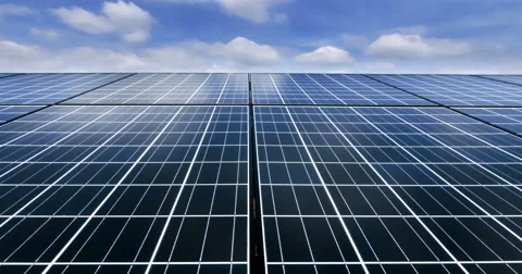 Timelaps of solar cell panel with cleary sky Stock-Footage 65374595