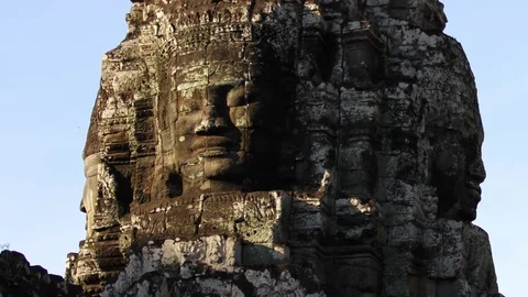 Timelaps statues of stone heads. Andreev. Stock Footage 78686326