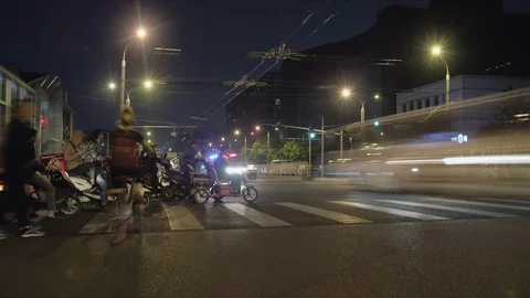 Timelaps of the street of Beijing by night Stock Footage 121568393