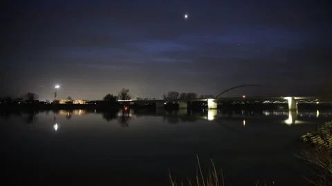 Timelaps of sun set on the Danube River in winter time Stock Footage 302989185