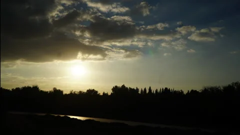 Timelaps sunset cloud mouving Stock Footage