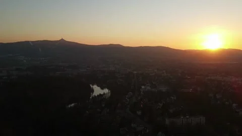 Timelaps of Sunset over Liberec Mountain Tower Stock Footage