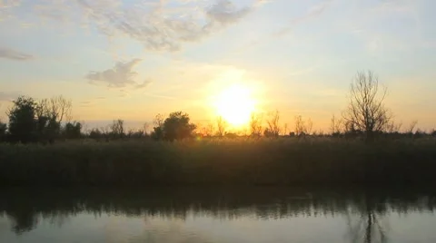 Timelaps sunset at the river Stock Footage 8761501