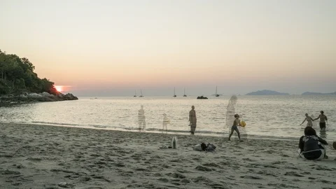 Timelaps of Sunset at Sunset Beach Koh Lipe Thailand 4K HQ Stock Footage