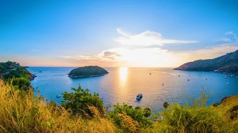 Timelaps sunset on tropical island Stock Footage 125327809