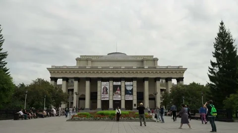 Timelaps a view to the square in front of opera theater and cloudy sky over it Stock Footage 67420450