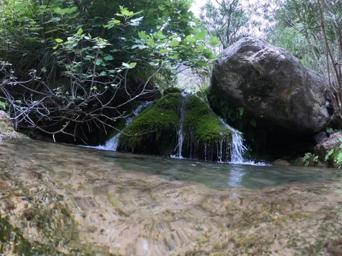 Timelaps Water in a river in the middle of the forest in Bejaia, Algeria, Africa Stock Footage 159013288