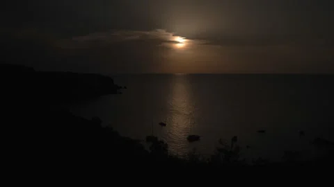 Timelapse of 2026 Solar Eclipse over Ibiza Coastline Stock-Footage 343397876