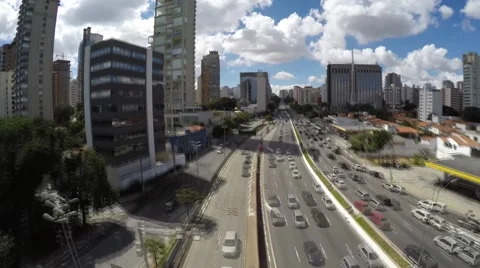 Timelapse of 23 May (23 de Maio) Avenue in Sao Paulo, Brazil Stock Footage 49680124