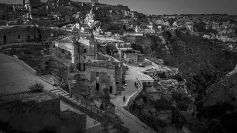 Timelapse 4k, black and white, Matera Stock Footage 148586203