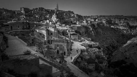 Timelapse 4k, black and white, Matera Stock Footage 148587923