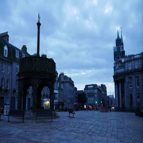 Timelapse (4K)of The Castlegate stands at the east end of Union Street, Aberdeen Stock Footage 69529726