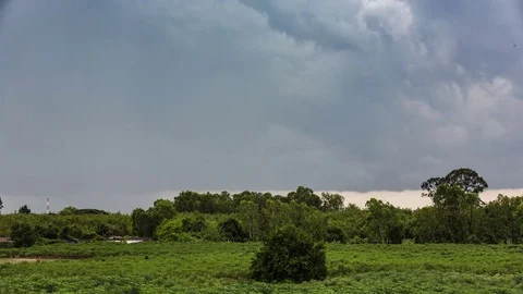 Timelapse 4K of dark cloud storm and raining Stock Footage 80663197