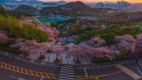 TimeLapse 4k E-World 83 Observatory Tower  Daegu South Korea -28 March 2021 Stock Footage 194277851