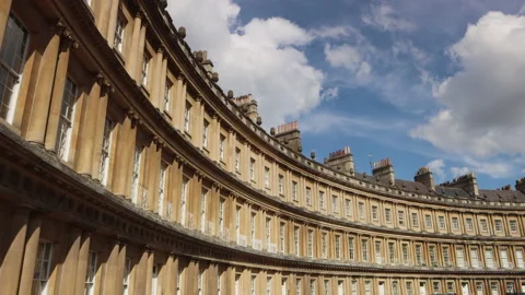 Timelapse 4k footage of the Classical 'Circus' Bath Spa in Somerset Stock Footage 206325161