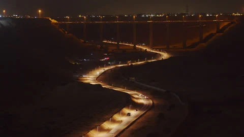 Timelapse 4k, The landscape of Riyadh city, KSA at night. timelapse bridge Stock Footage 218436009