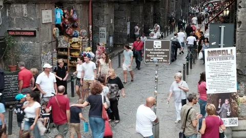 Timelapse in 4k of old town hearth Center of Naples Stock Footage 83043065