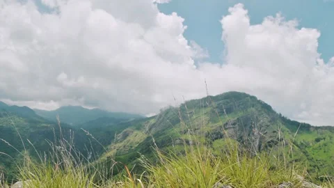 Timelapse 4k Panoramic View at Adams Peak Hiking Adventure in Sri Lanka. Ic.. Stock Footage 324946825