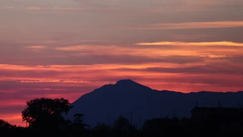 Timelapse 4K of sunset.Mount Taburno at sunset. Video stock 142097426