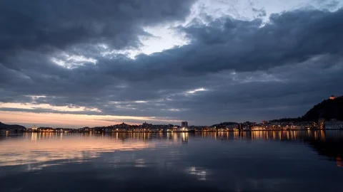 Timelapse of Aalesund from Hessa. Stock Footage 89947077