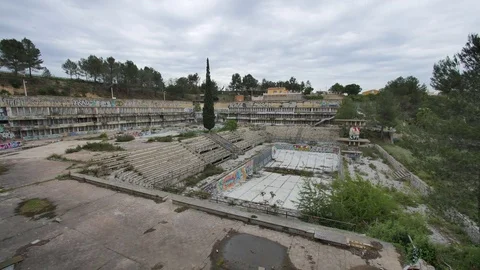 Timelapse - Abandoned Pool Stock Footage 81311368