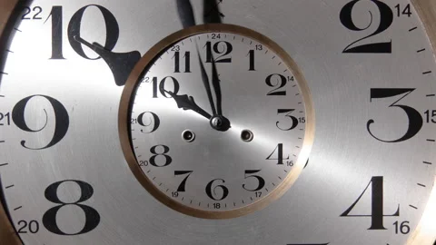 TIMELAPSE, ABSTRACT, DOUBLED UP, an old classic clock over 3.5 hours Stock Footage 145750605