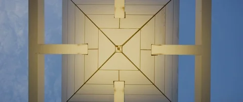 Timelapse of abstract white ceiling with lamp and sky turning dark, Tokyo Stock Footage 136141933